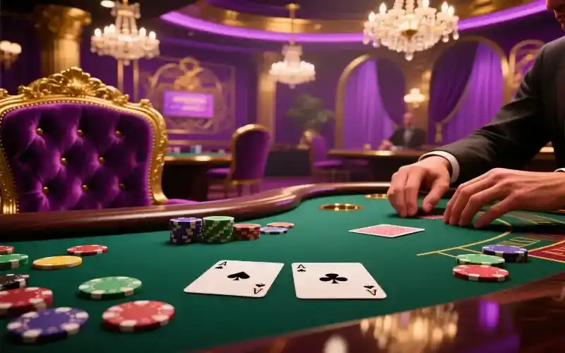 Blackjack stůl z pohledu hráče
